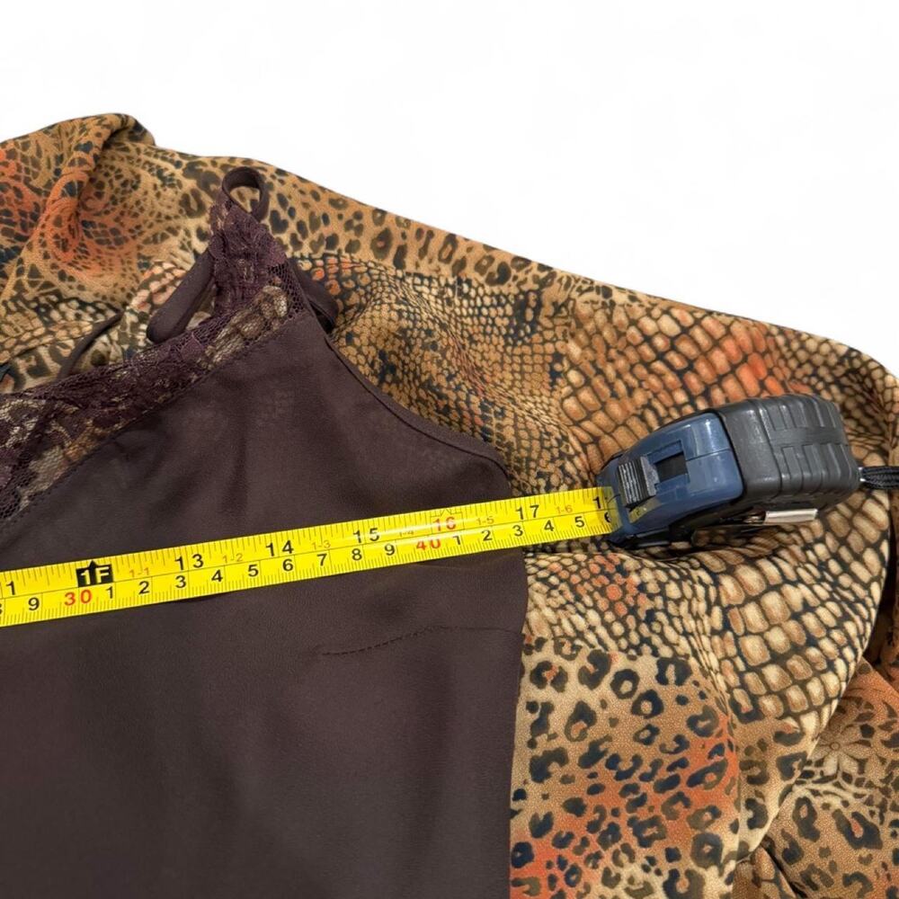 Vintage 90s Robbie Bee Animal Print Chiffon A Line Luxury Maxi Dress Size 6 - Picture 7 of 8